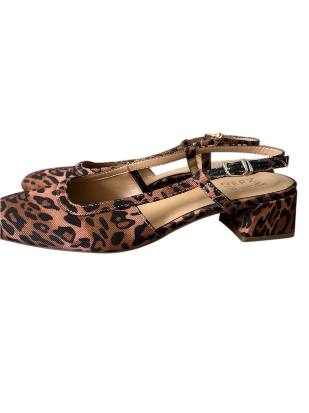 Naturalizer Harper Leopard Print Slingback Pumps Square Toe Block Heel - Picture 5 of 10